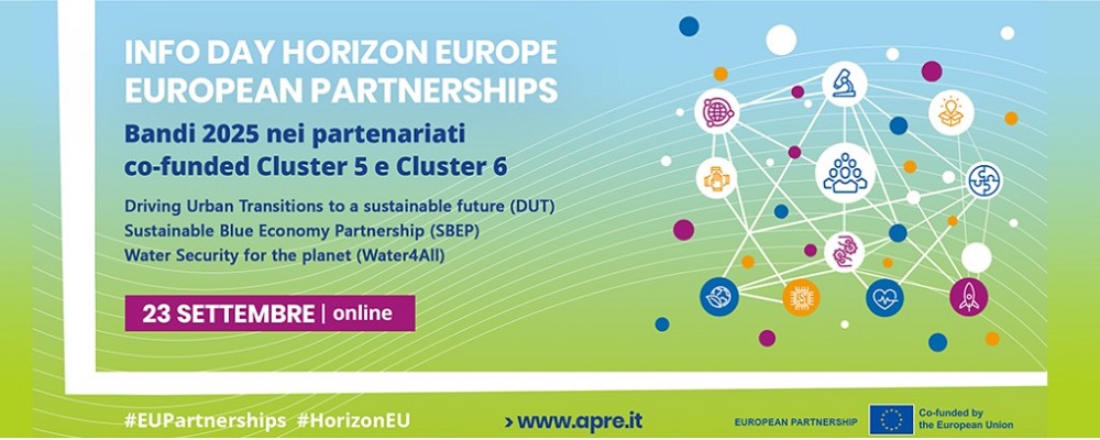 INFO DAY HORIZON EUROPE - EU PARTNERSHIPS  Bandi 2025 nei partenariati co-funded Cluster 5 e Cluster 6  23 settembre 2025, evento online